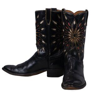 Rare Dodge City Cowboy Boots Inlay Sunburst Vintage USA 50s 60s Men 8.5 Women 10